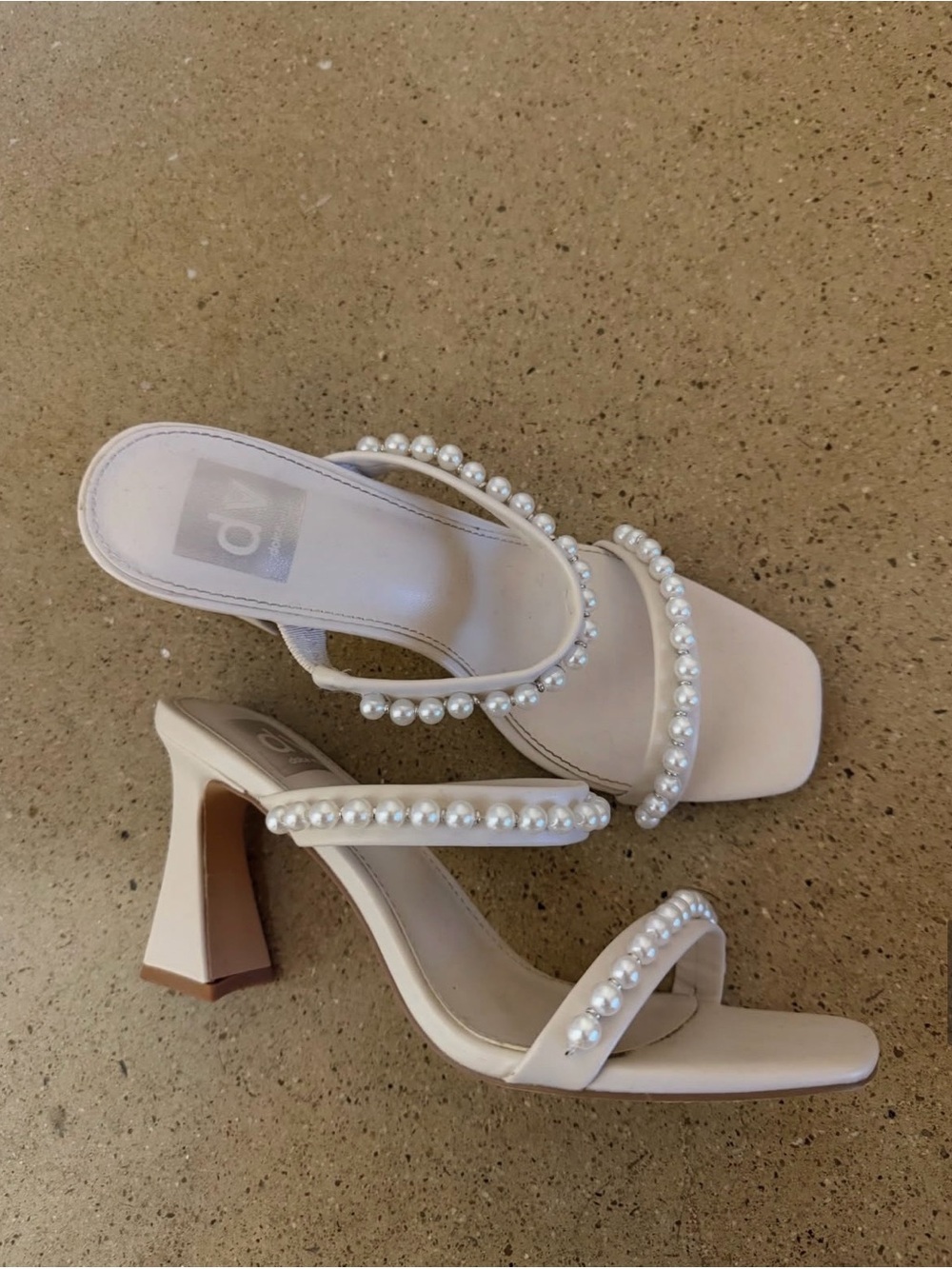 Dolce Vita Pearl-Strap Cream Heeled Sandals
